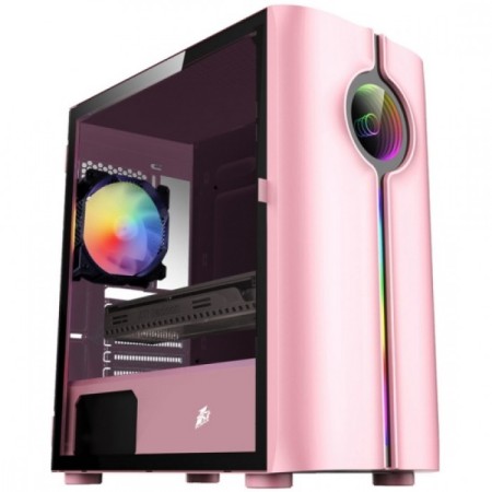 Корпус mATX 1STPLAYER INFINITE SPACE IS3 Pink 1x120mm RGB fan inc. / IS3-PK-1F2-W