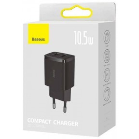 Зарядное устройство BASEUS Compact Charger 2U 2*USB, 2.1A, 10.5W, черный