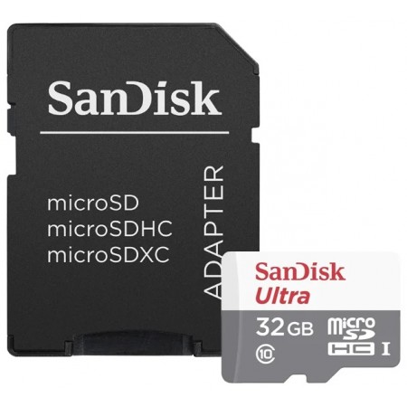 Карта памяти microSDHC 32Gb Class10 Sandisk SDSQUNS-032G-GN3MA Ultra 80 + adapter